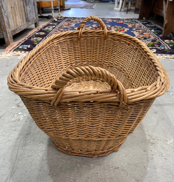 Vintage  Belgian Wicker Laundry Basket  #6842