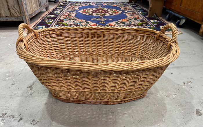 Vintage  Belgian Wicker Laundry Basket  #6842