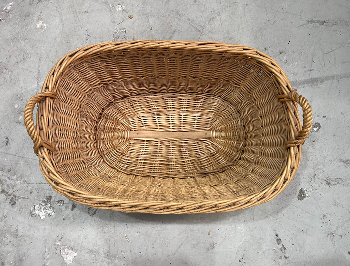 Vintage  Belgian Wicker Laundry Basket  #6842