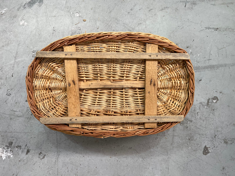 Vintage  Belgian Wicker Laundry Basket  #6842