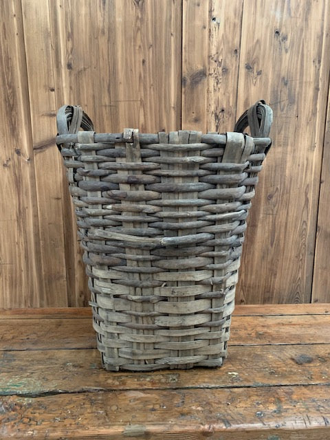 Rustic  French Woven Cleft Oak Grape Harvesting Basket  #5453