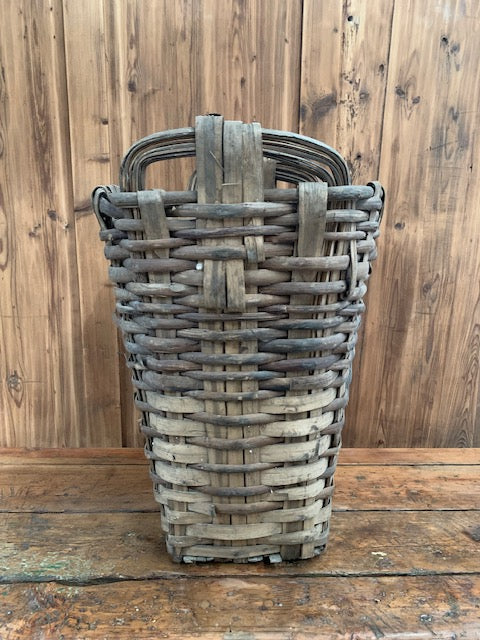 Rustic  French Woven Cleft Oak Grape Harvesting Basket  #5453