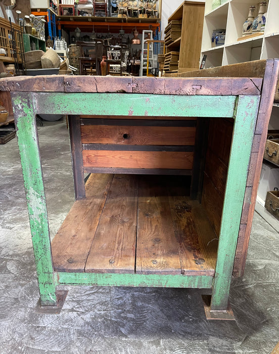 Vintage Industrial European Workbench  #6849