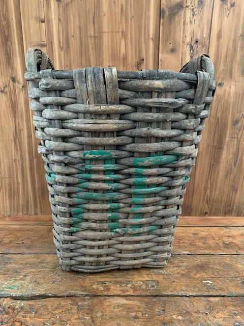 Rustic  French Woven Cleft Oak Grape Harvesting Basket  #5457