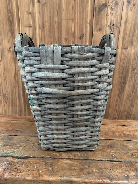 Rustic  French Woven Cleft Oak Grape Harvesting Basket  #5457