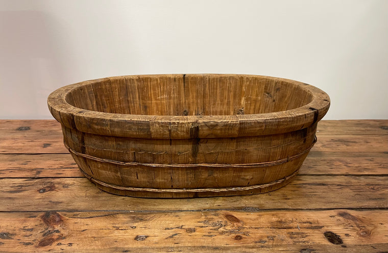 Vintage Oval Wooden  Bowl  #6851