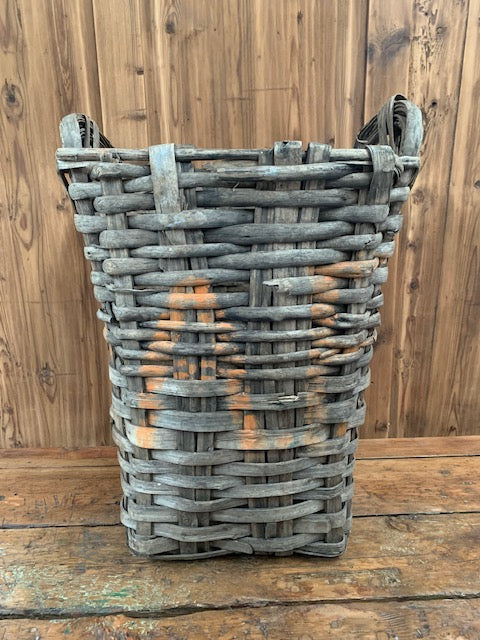 Rustic  French Woven Cleft Oak Grape Harvesting Basket  #5458