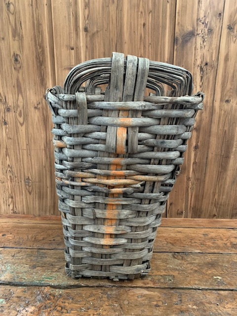 Rustic  French Woven Cleft Oak Grape Harvesting Basket  #5458