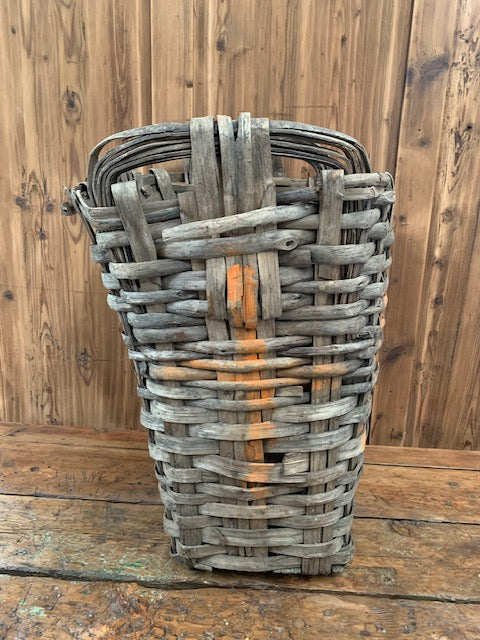 Rustic  French Woven Cleft Oak Grape Harvesting Basket  #5458