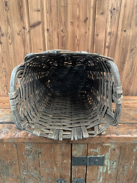 Rustic  French Woven Cleft Oak Grape Harvesting Basket  #5458