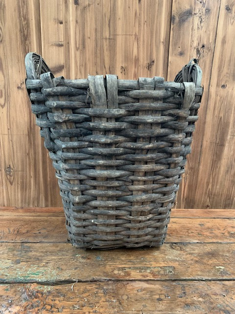 Rustic  French Woven Cleft Oak Grape Harvesting Basket  #5459
