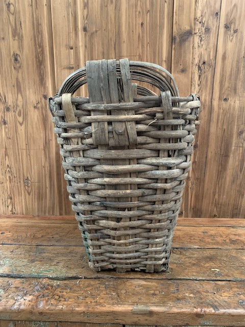 Rustic  French Woven Cleft Oak Grape Harvesting Basket  #5460