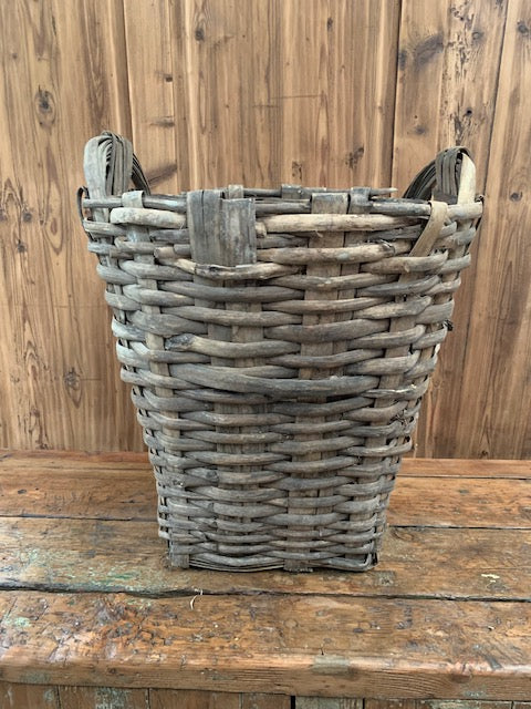 Rustic  French Woven Cleft Oak Grape Harvesting Basket  #5460