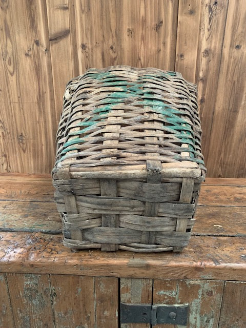 Rustic  French Woven Cleft Oak Grape Harvesting Basket  #5460