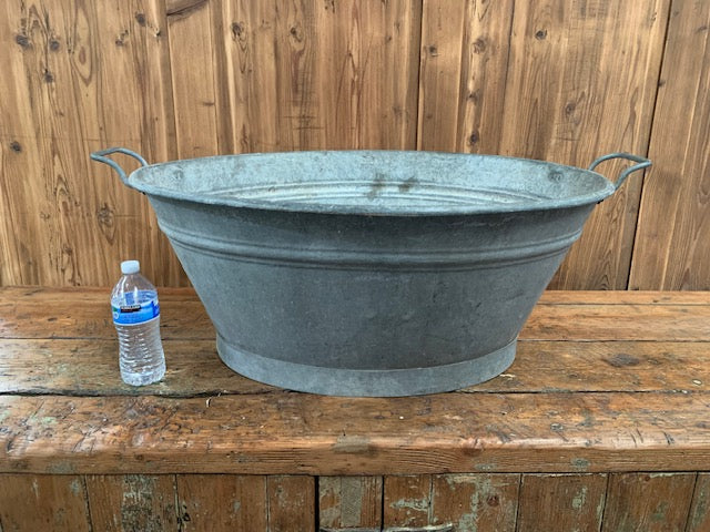 Vintage  European Galvanized Wash Tub #5461