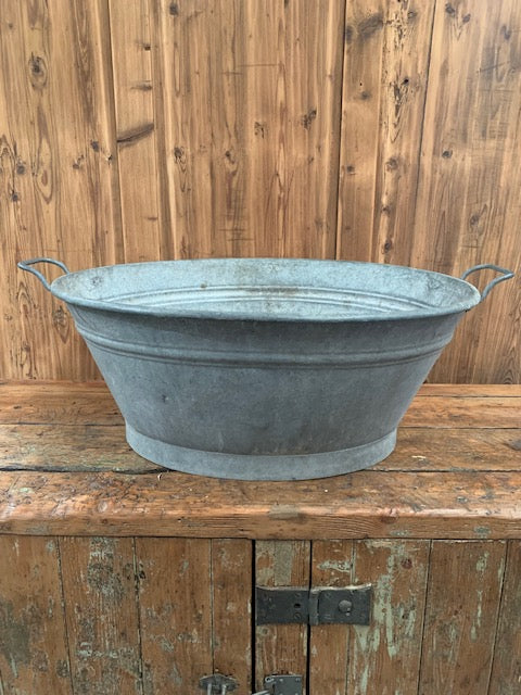 Vintage  European Galvanized Wash Tub #5461