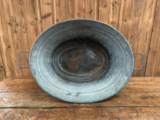 Vintage  European Galvanized Wash Tub #5461