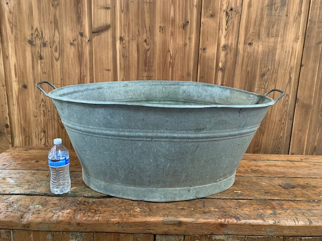 Vintage  European Galvanized Wash Tub #5462