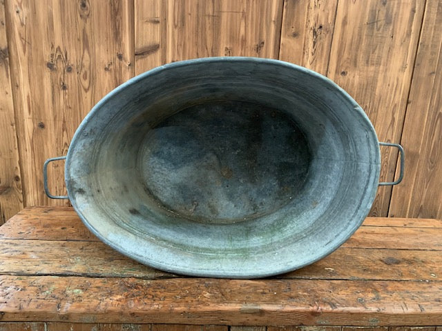 Vintage  European Galvanized Wash Tub #5462