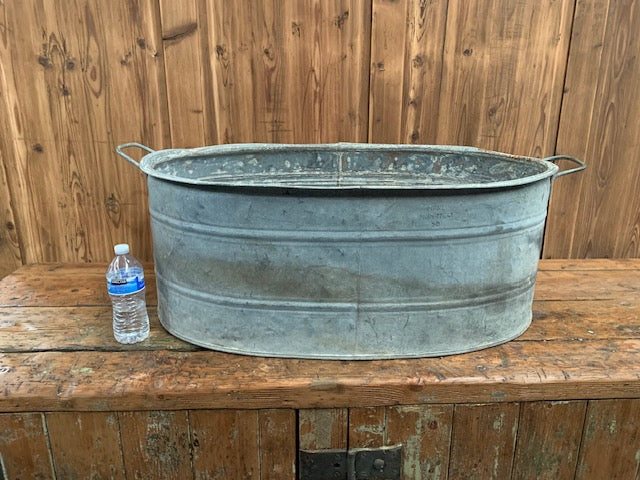 Vintage  European Galvanized Laundry  Tub #5470