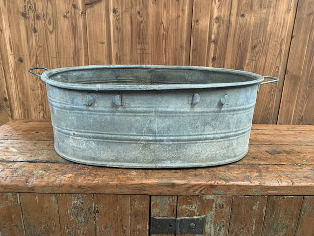 Vintage  European Galvanized Laundry  Tub #5471