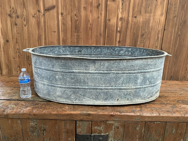 Vintage  European Galvanized Laundry  Tub #5472