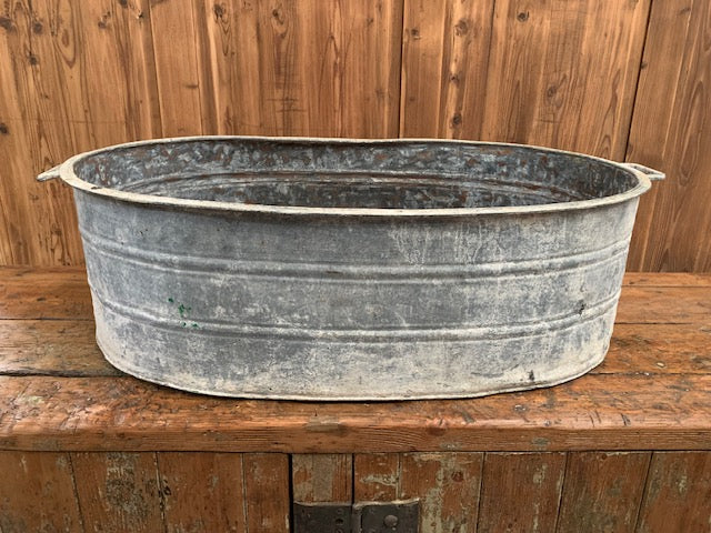 Vintage  European Galvanized Laundry  Tub #5472