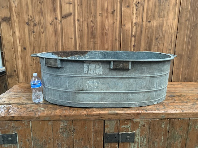 Vintage  European Galvanized Laundry  Tub #5474