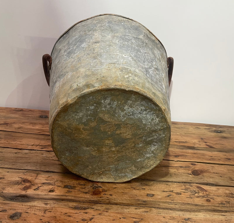 Rustic Turkish Galvanised No  Hole  Olive Picking Bucket  #6872