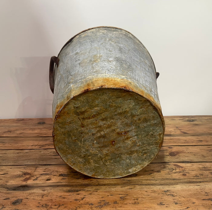 Rustic Turkish Galvanised No  Hole  Olive Picking Bucket  #6873