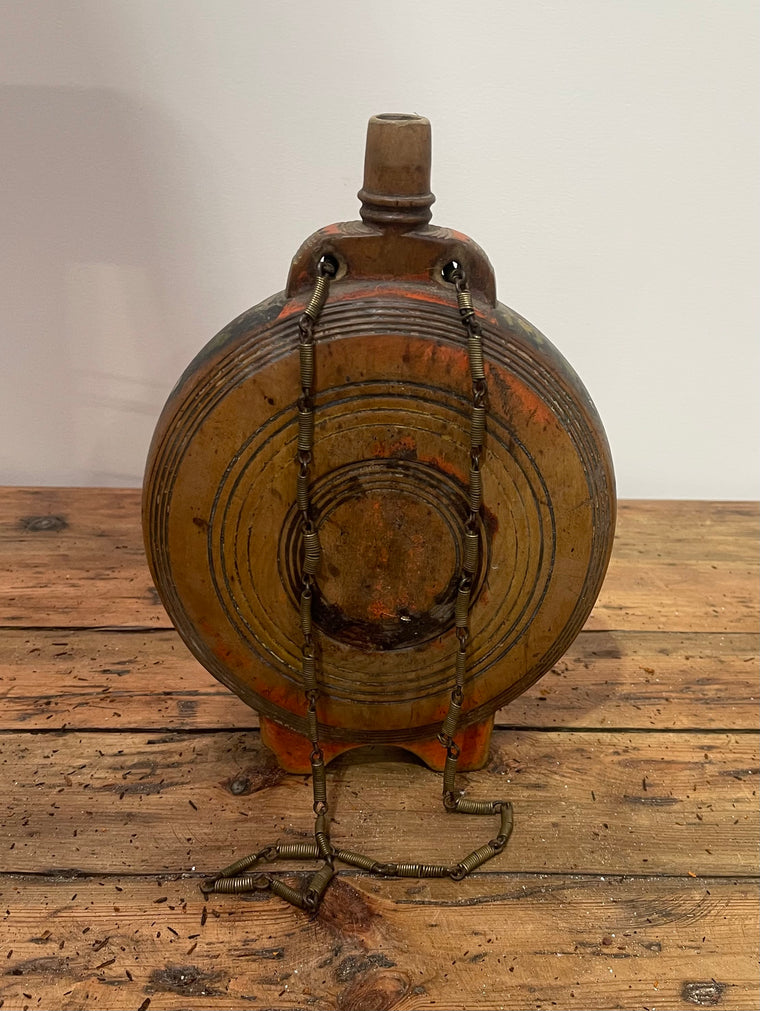 Vintage Romanian Wooden  Water Flask  #6878