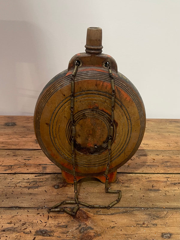 Vintage Romanian Wooden  Water Flask  #6878