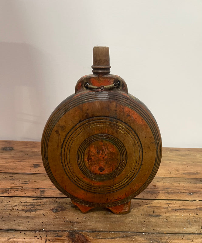 Vintage Romanian Wooden  Water Flask  #6878
