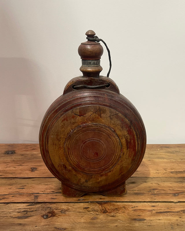Vintage Romanian Wooden  Water Flask  #6879