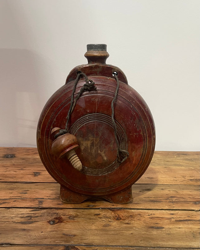 Vintage Romanian Wooden  Water Flask  #6879
