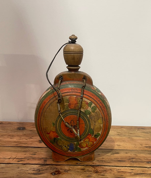 Vintage Romanian Wooden  Water Flask  #6880
