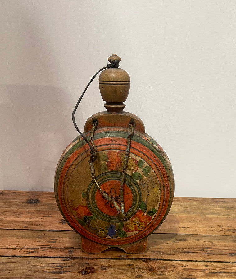Vintage Romanian Wooden  Water Flask  #6880