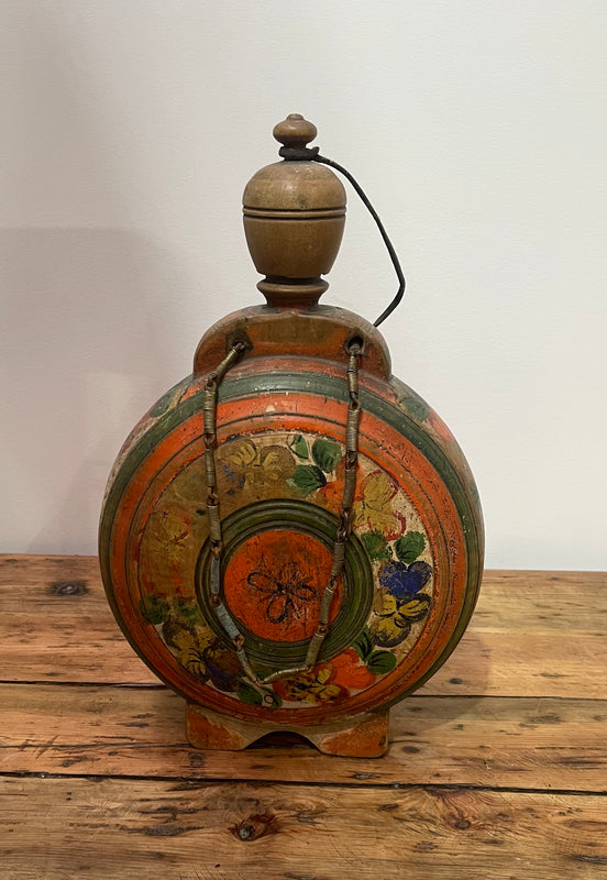 Vintage Romanian Wooden  Water Flask  #6880
