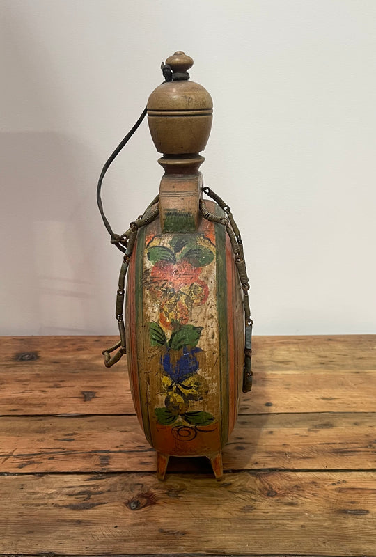 Vintage Romanian Wooden  Water Flask  #6880
