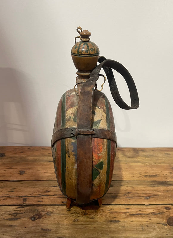 Vintage Romanian Wooden  Water Flask  #6881
