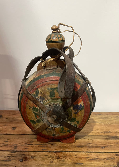 Vintage Romanian Wooden  Water Flask  #6881