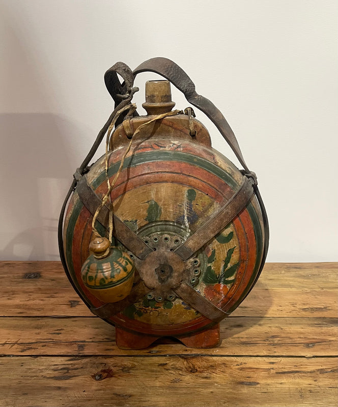 Vintage Romanian Wooden  Water Flask  #6881