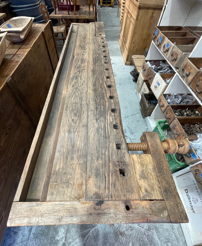 Vintage / Rustic European  Woodworking  Workbench #6906