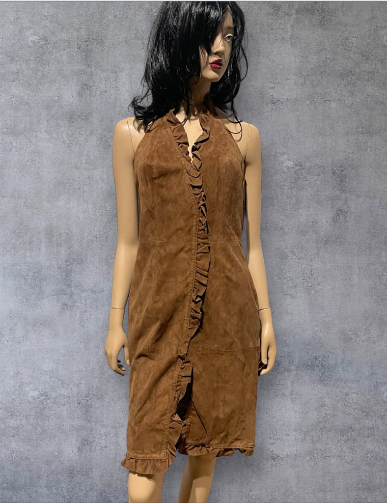 Vintage Suede Halterneck  Dress #C403