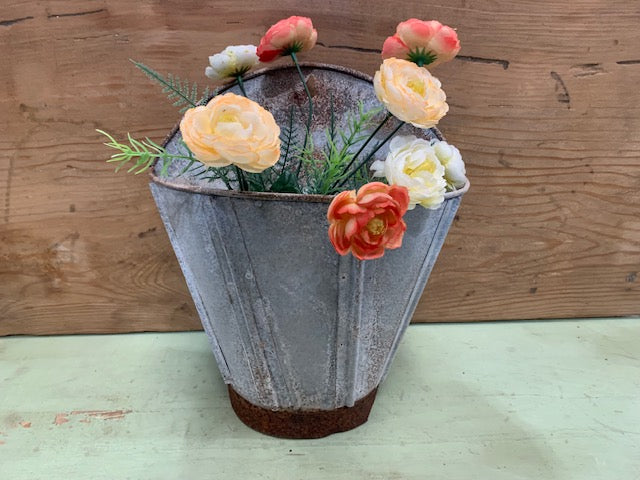 Vintage  Galvanised Wall Planter #5625