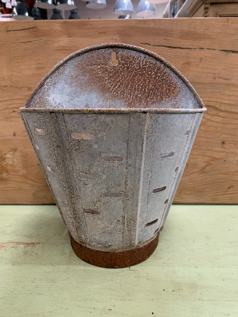 Vintage  Galvanised Wall Planter - Olive Bucket Style  #5626
