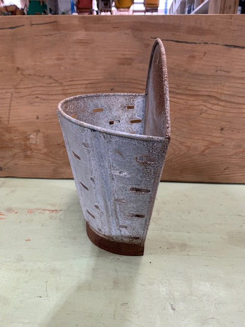 Vintage  Galvanised Wall Planter - Olive Bucket Style  #5626