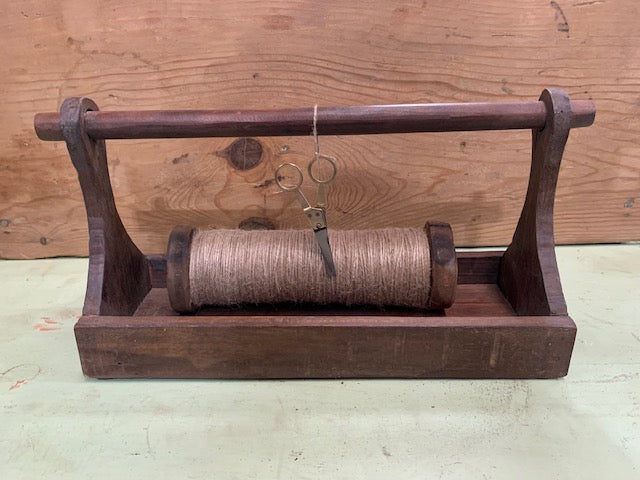Vintage  Wooden  Caddy with Twine and Scissors  #5628