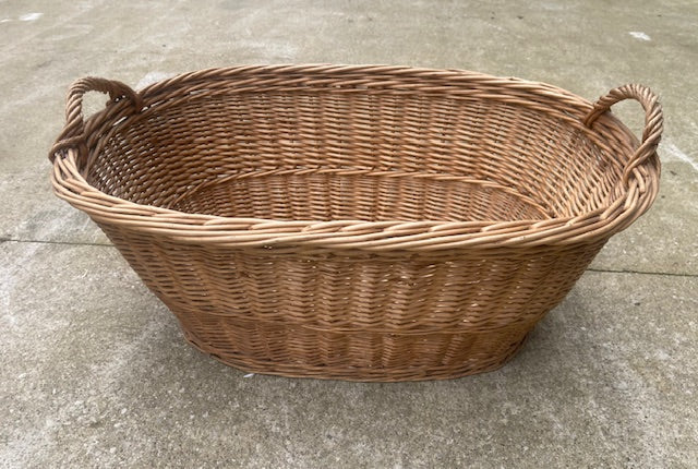 Vintage   Belgian Wicker Laundry Basket  #6943