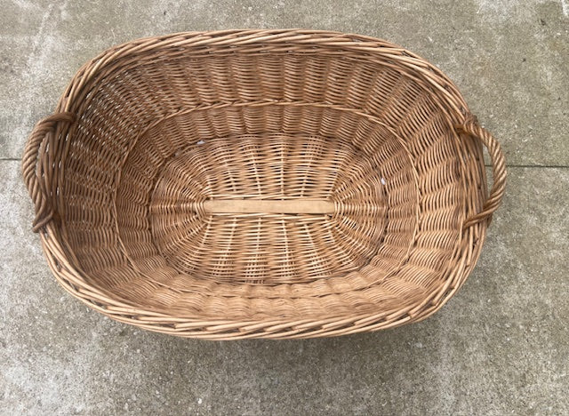Vintage   Belgian Wicker Laundry Basket  #6943